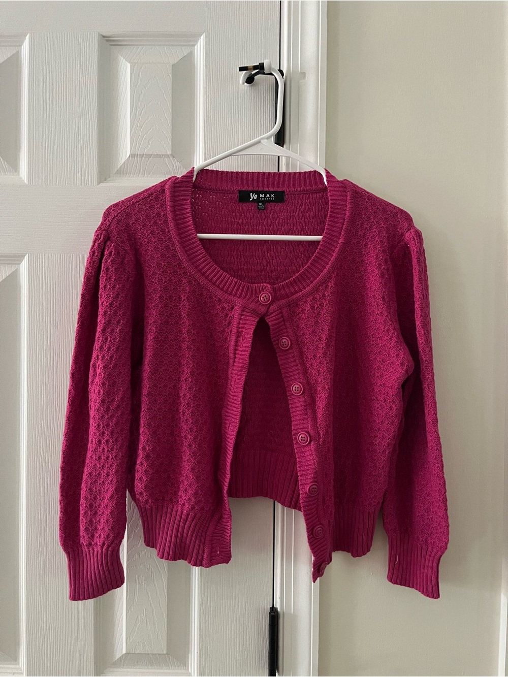 Women's Fuchsia Button-Front Knit Cardigan 100% Cotton